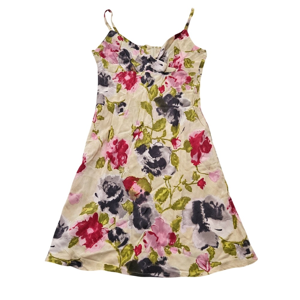 Cinnamon Girl Floral Sz L Pink Purple Babydoll V-Neck Soft Girl‎ Mini Sun Dress